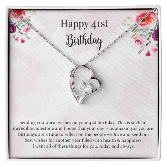 Happy 41st Birthday Jewelry Gift for Girls Women，Necklace Mother Daughter Sister Aunt Niece Cousin Friend Birthday Gift with Message Card and Gift Box