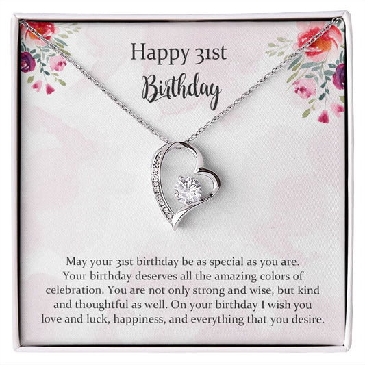Happy 31st Birthday Jewelry Gift for Girls Women， Necklace Mother Daughter Sister Aunt Niece Cousin Friend Birthday Gift with Message Card and Gift Box