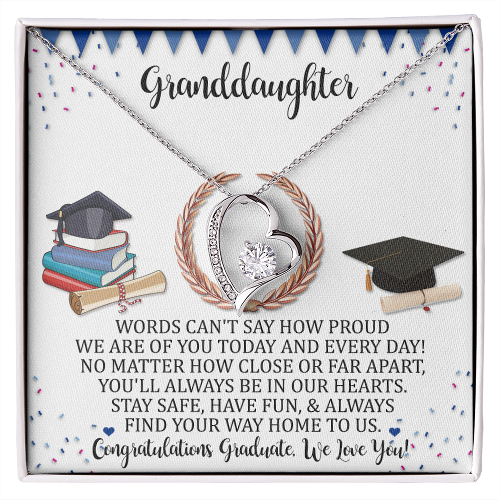 Graduation Gift For Granddaughter, Congratulation Graduation Forever Love Necklace Gift