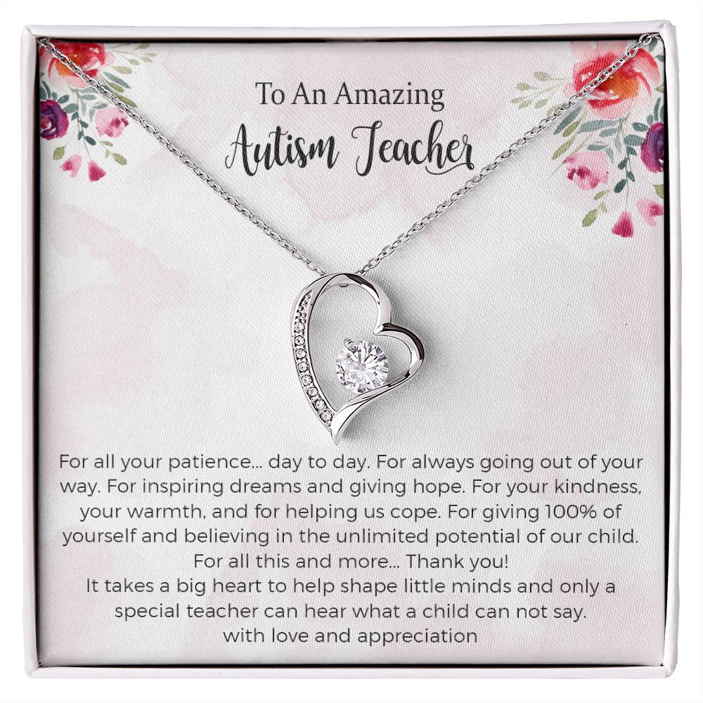Autism Teacher Forever Love Necklace Gift, Special Education Teacher Gift, Special Needs Teacher Gift
