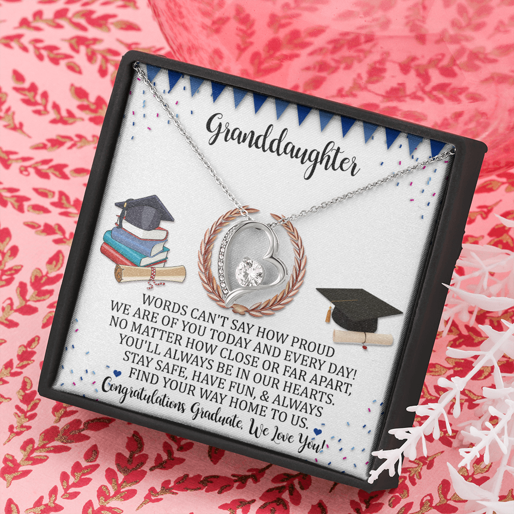 Graduation Gift For Granddaughter, Congratulation Graduation Forever Love Necklace Gift