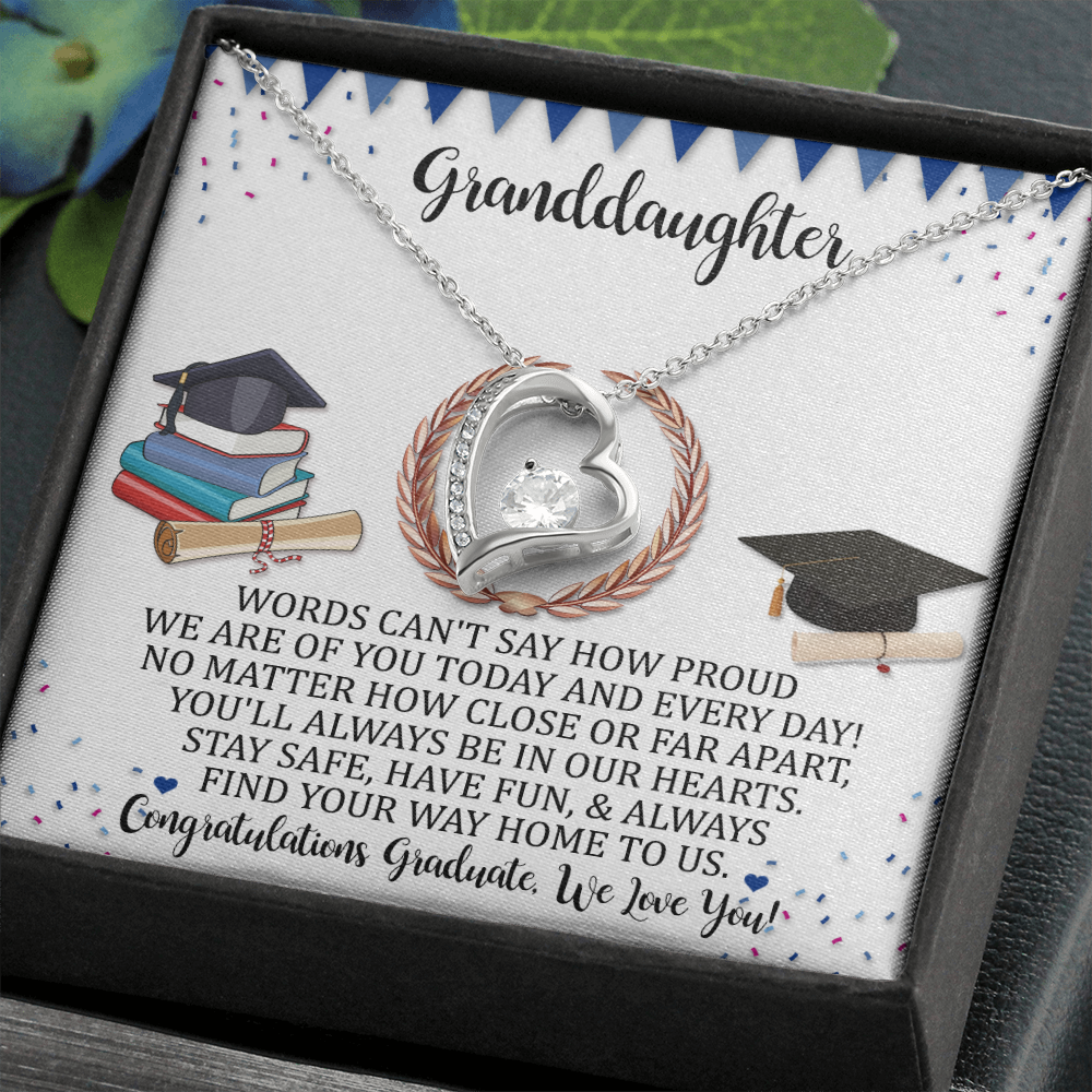 Graduation Gift For Granddaughter, Congratulation Graduation Forever Love Necklace Gift