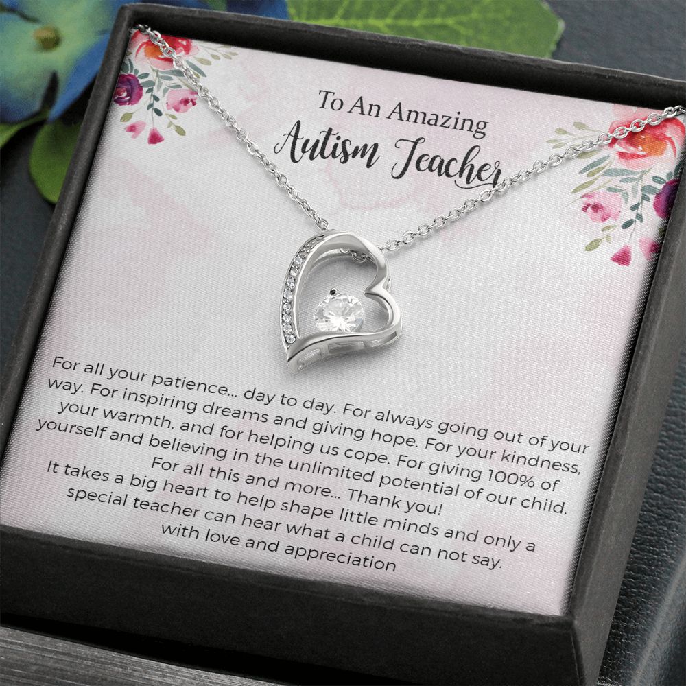 Autism Teacher Forever Love Necklace Gift, Special Education Teacher Gift, Special Needs Teacher Gift