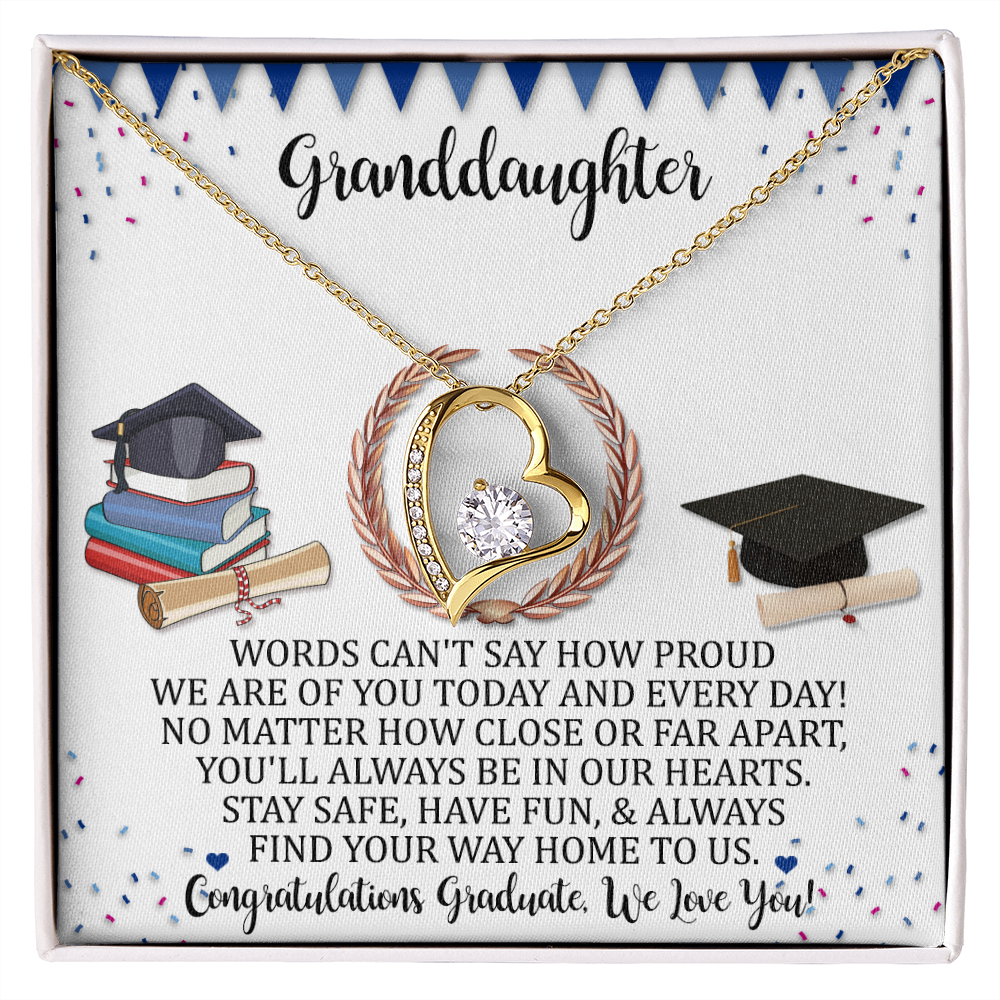 Graduation Gift For Granddaughter, Congratulation Graduation Forever Love Necklace Gift
