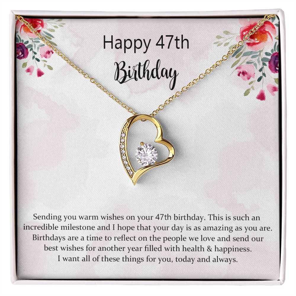 Happy 47th Birthday Jewelry Gift for Girls Women，Necklace Mother Daughter Sister Aunt Niece Cousin Friend Birthday Gift with Message Card and Gift Box