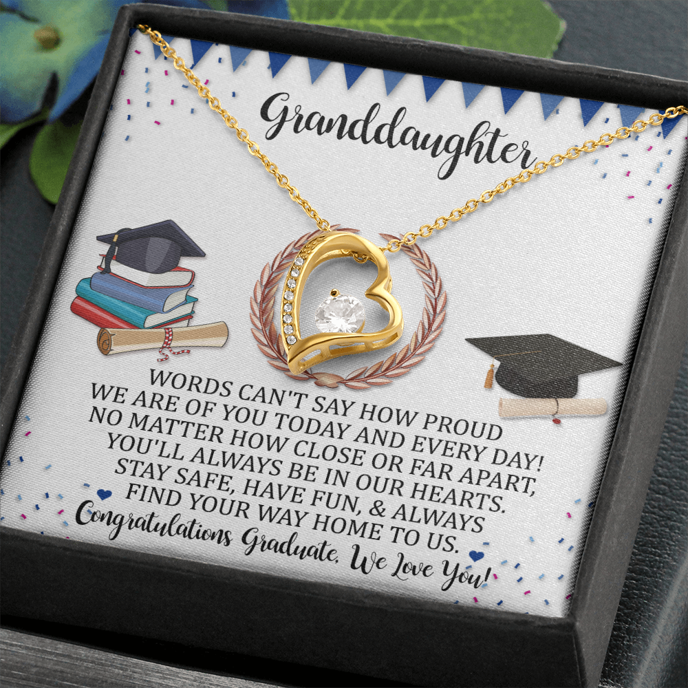 Graduation Gift For Granddaughter, Congratulation Graduation Forever Love Necklace Gift