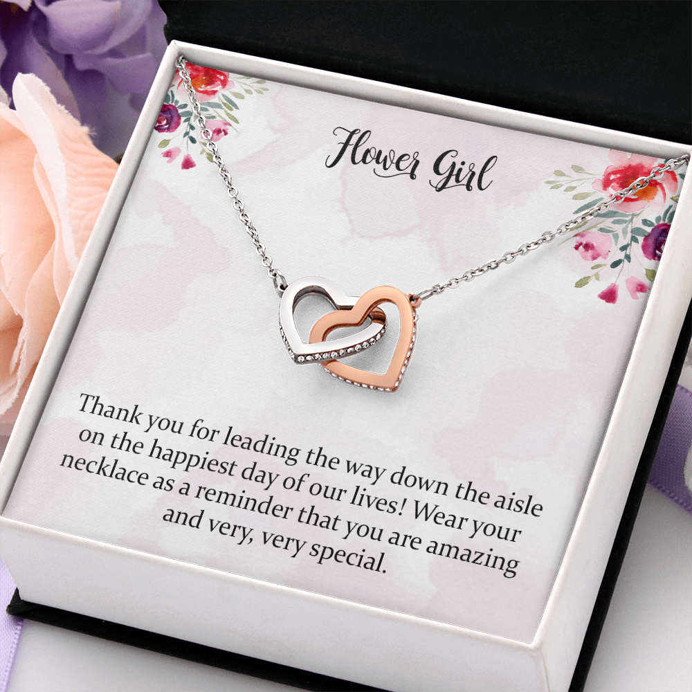 Flower Girl Interlocking Heart Necklace, Toddler Gift, Little Girl Gifts, Custom Flower Girl Gift, Flower Girl Proposal
