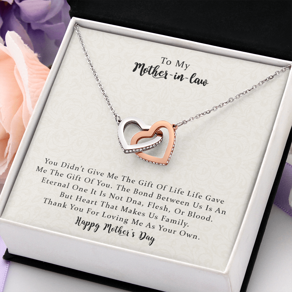 To My Mother In Law, Our Bond Is An Eternal One, Interlocking Heart Necklace For Mother-in-law
