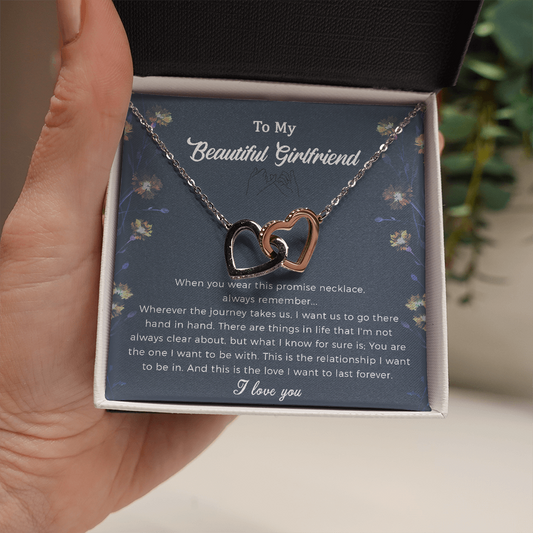 To My Beautiful Girlfriend Promise Interlocking Heart Necklace