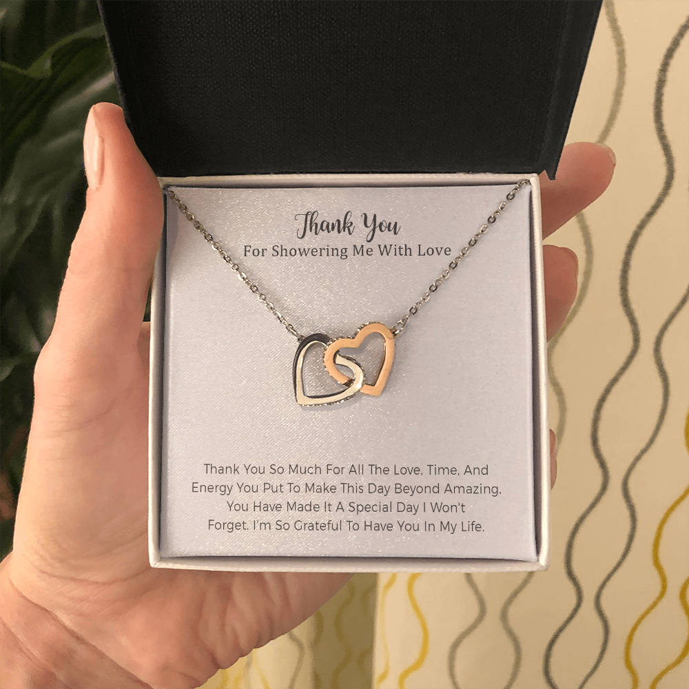 Baby Shower Hostess Gift Thank You Gift Hostess Gift Bridal Shower Host Necklace Gift Two Heart Necklace Gift Thank You Card Appreciation
