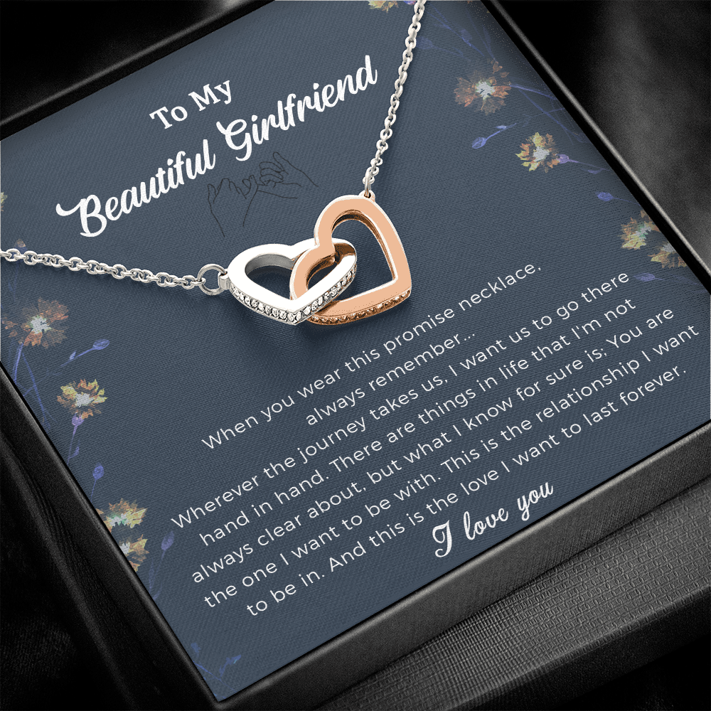 To My Beautiful Girlfriend Promise Interlocking Heart Necklace