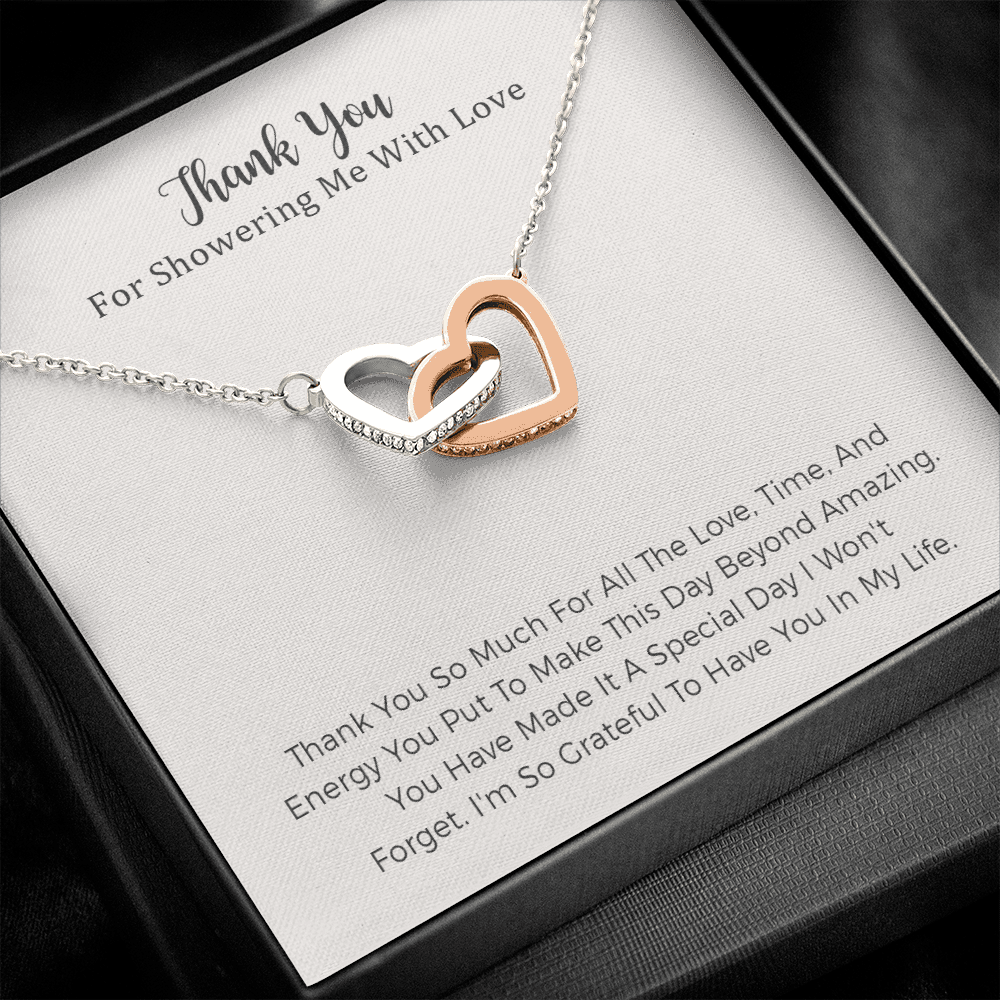 Baby Shower Hostess Gift Thank You Gift Hostess Gift Bridal Shower Host Necklace Gift Two Heart Necklace Gift Thank You Card Appreciation