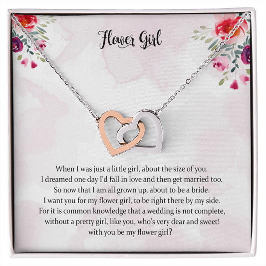 Flower Girl Proposal Gift Will You Be My Flower Girl Interlocking Heart Necklace