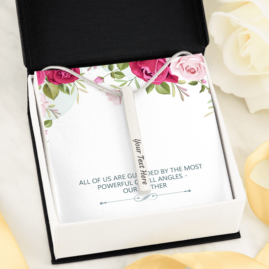Guarded By Our Mother, Modern Bar Necklace, Mother Gift For Valentine's, Birthday, Anniversary