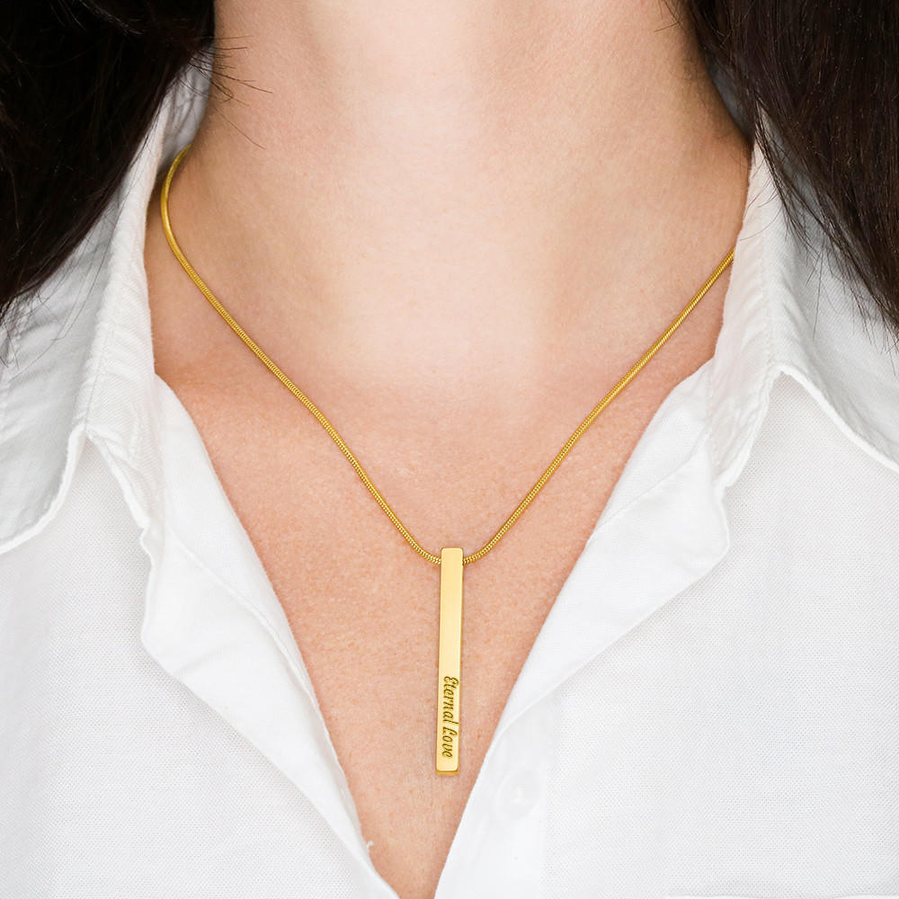 Guarded By Our Mother, Modern Bar Necklace, Mother Gift For Valentine's, Birthday, Anniversary