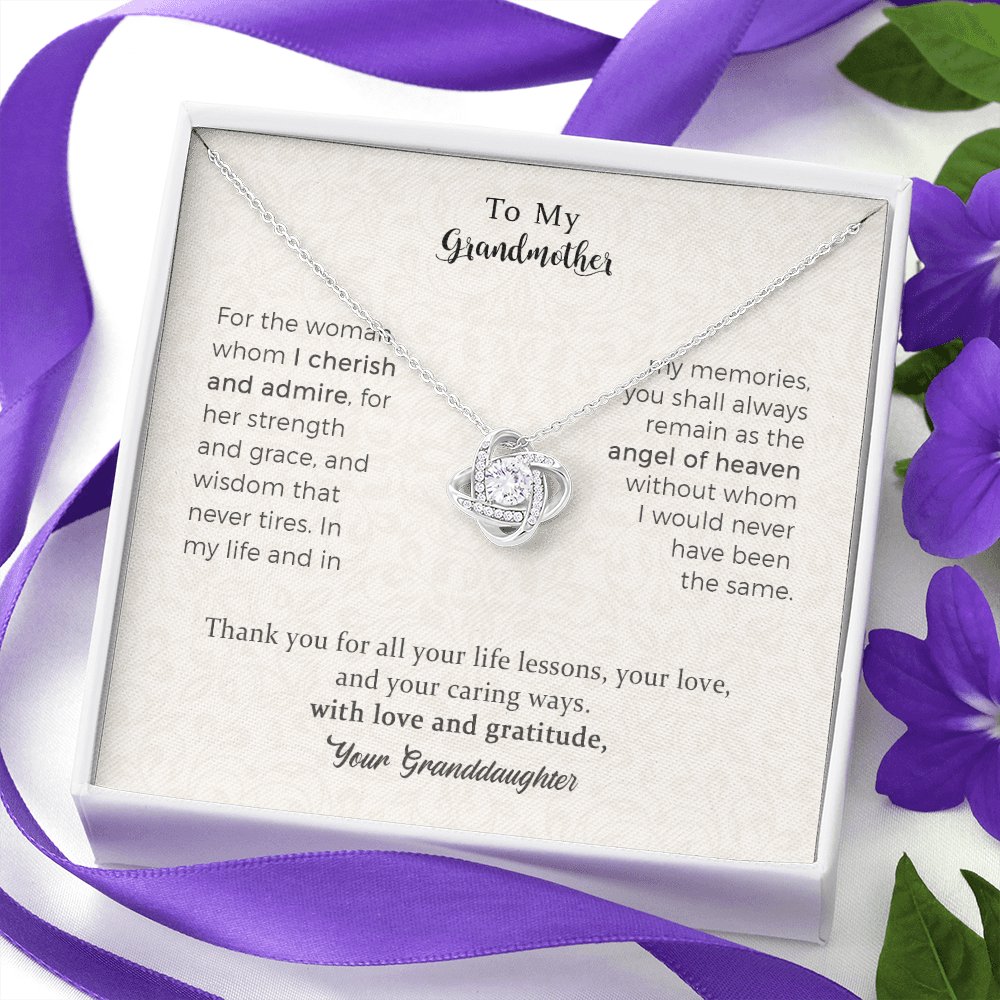 To my Darling Grandmother, Thank you for all Love Knot Necklace For Grandmother From Grandchild, Mom Necklaces For Women, Birthday Gift Ideas, Mother's Day Jewelry For Her