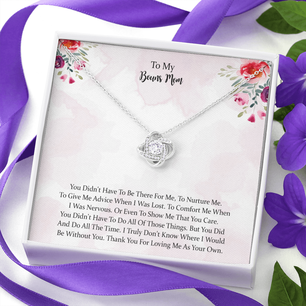 To My Bonus Mom  Love Knot Necklace, Thank You For Loving Me As Your Own