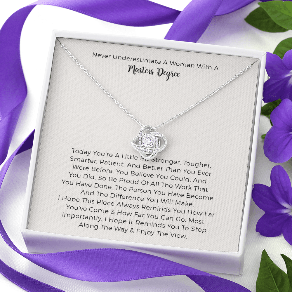 Master Degree Love Knot Necklace   - Graduation Gifts For Her, Best Graduation Gifts For Friend, Graduation Gift College Male, Guy Graduation Gift