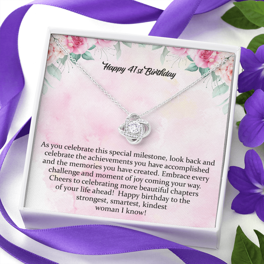41st Birthday Gift Love Knot Necklace Birthday Gift for Her Sister Birthday Gift Daughters Birthday Wife's Birthday Happy 41st Birthday