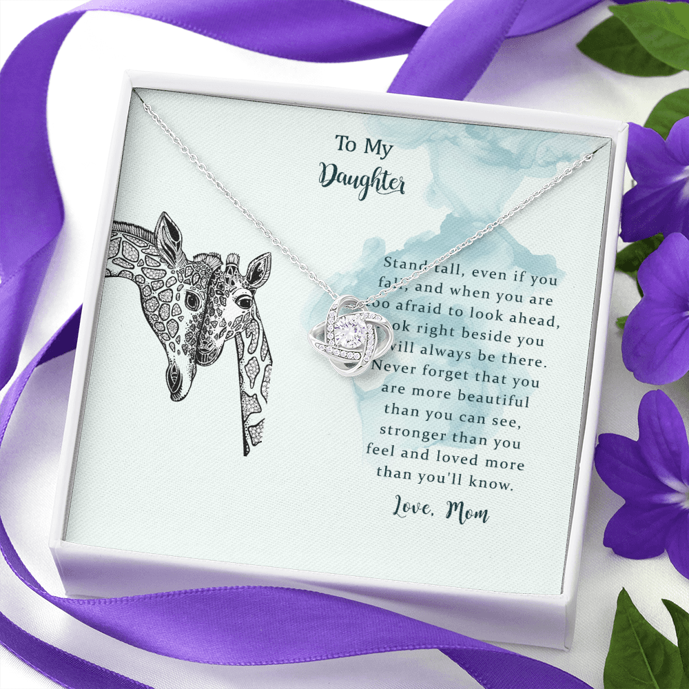 To My Daughter, I Will Always Be There, Love Knot Necklace Daughter Mother, Daughter Gift From Mom