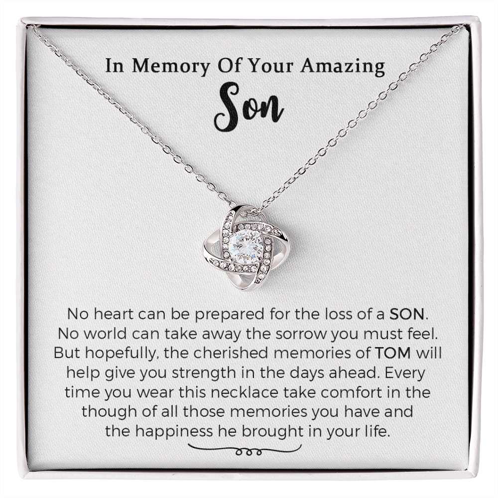 In Memory Of Your Son Love Knot Necklace Gift, Loss Of Son Sympathy Gift