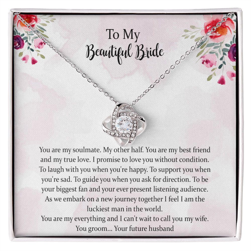 Wedding Day Love Knot Necklace Gift For Bride From Groom, To My Beautiful Bride Gift From Groom To Bride Gift Wedding Day