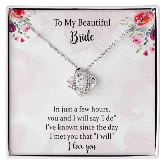 Meaningful Bride to Groom Wedding Love Knot Necklace Gift, Gift For Bride From Groom, Jewelry Gift From Groom To Bride, Traditional Groom To Bride Gift