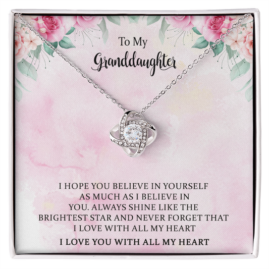 Granddaughter Gift From Grandma, Love Knot Necklace From Grandmother, Birthday, Graduation