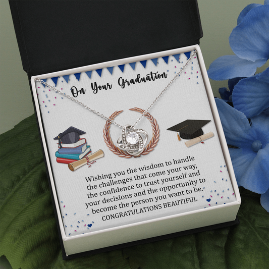 Graduation Love Knot Necklace Gift For Her 2022, Congratulations Beautiful