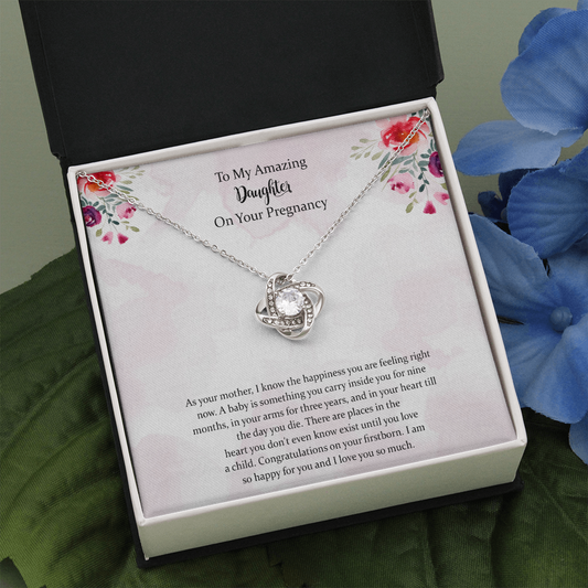 Love Knot Necklace, Pregnancy Gift For Daughter, Baby Shower Gift For Mom To Be, Gift For Expecting Mom, Pregnant Daughter Gift From Mom