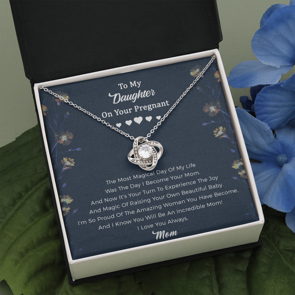 Daughter Pregnancy Love Knot Necklace - I'm So Proud Of The Amazing Woman You Have Become