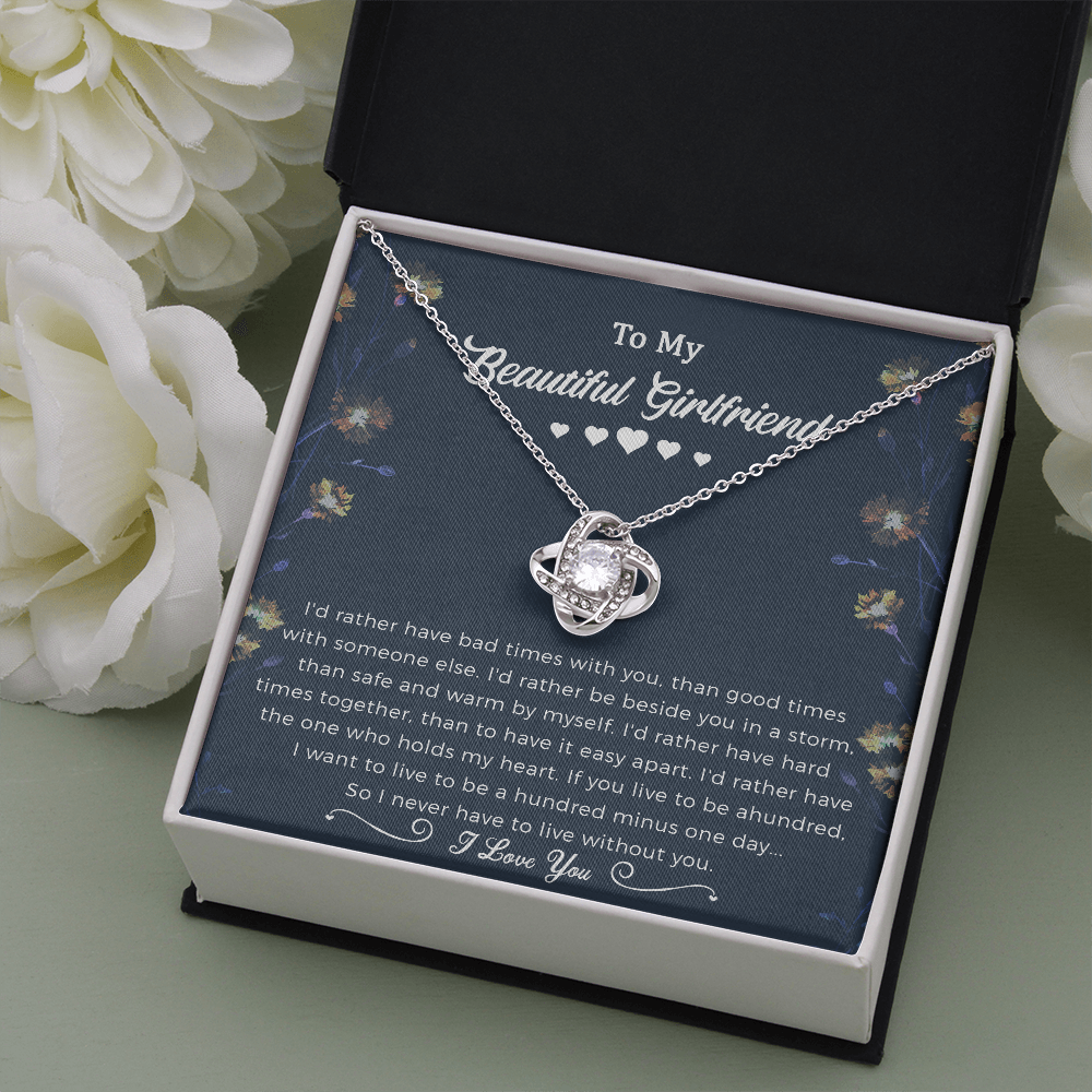 To My Girlfriend Love Knot Necklace Jewelry, Girlfriend Gifts For Girlfriend On Birthday Anniversary With Message Card