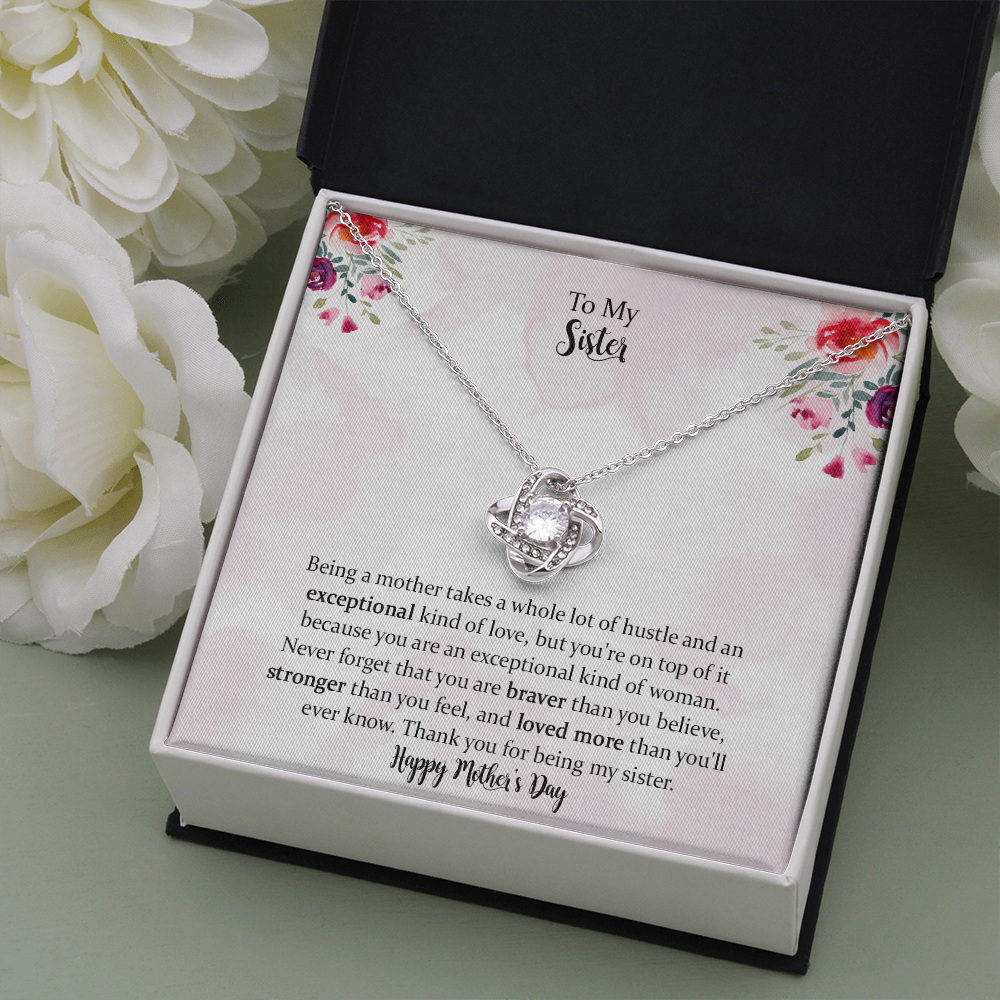 To My Sister Love Knot Necklace Gift，  Exceptional Kind Of Love, Mother Gift For Valentine's, Birthday, Anniversary For Mom
