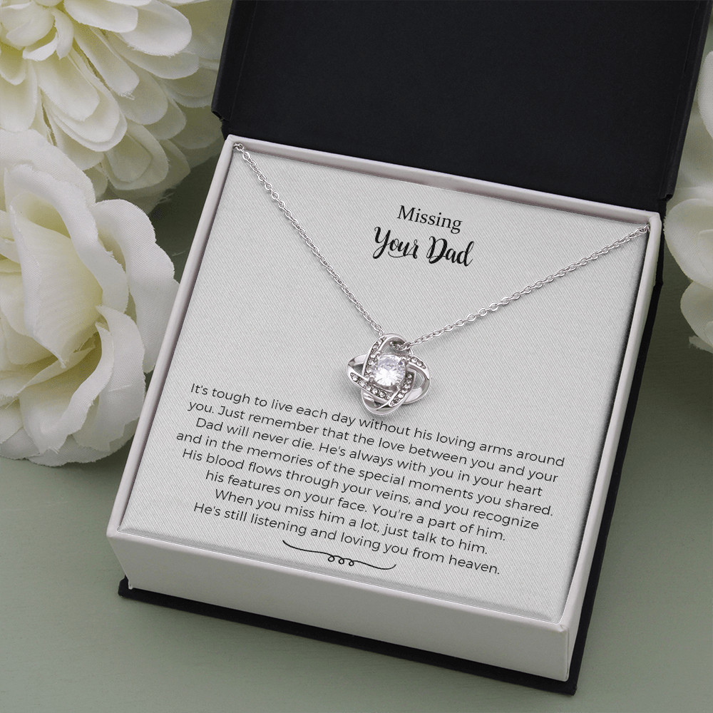 Gift For Woman Who Lost Her Dad Necklace and Condolence Message Card, Memorial Gift For Daughter