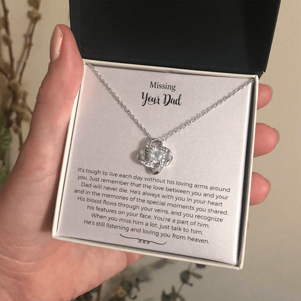Gift For Woman Who Lost Her Dad Necklace and Condolence Message Card, Memorial Gift For Daughter