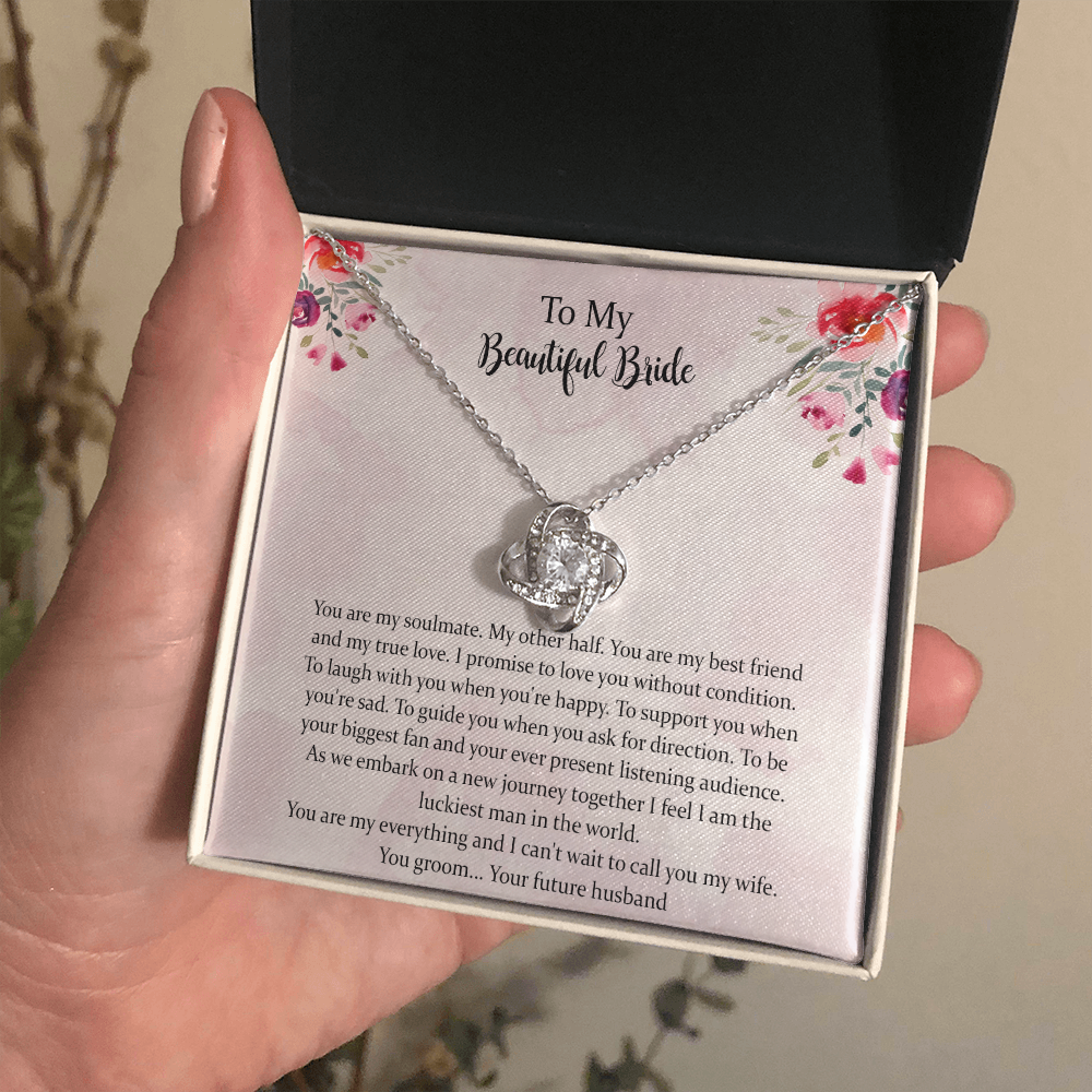Wedding Day Love Knot Necklace Gift For Bride From Groom, To My Beautiful Bride Gift From Groom To Bride Gift Wedding Day