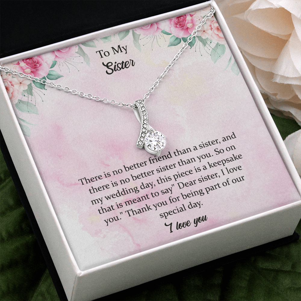 Sentimental Sister Wedding Necklace, Wedding Gift For Sister Ideas, Sister Wedding Day Gift, Sister Of The Bride Wedding Gift From Bride