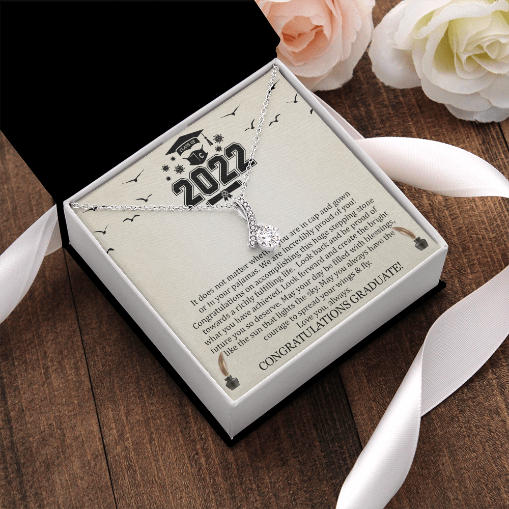 Class Of 2022 Graduation Alluring Beauty Necklace Gift For Daughter, No Walk Graduation Quarantine Gift For Her