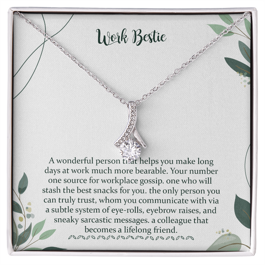 Work Bestie Funny Gift, Coworker Leaving Necklace Gift For Coworker Woman Gift Best Work Friend Work Bestie Jewelry For Her