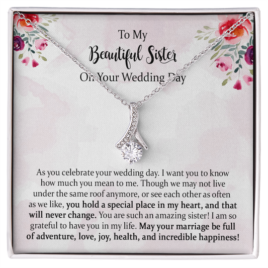 Sister Wedding Alluring Beauty Necklace Gift For Bride From Sister On Wedding Day, Sister Of The Bride Necklace