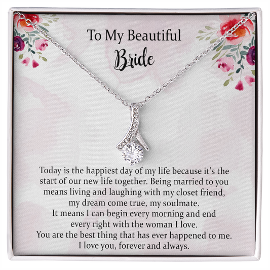Bride Gift From Groom, Wedding Day Alluring Beauty Necklace Gift, Groom To Bride, Jewelry Gift From Groom To Bride, Beautiful Bride Necklace, To My Bride From Groom
