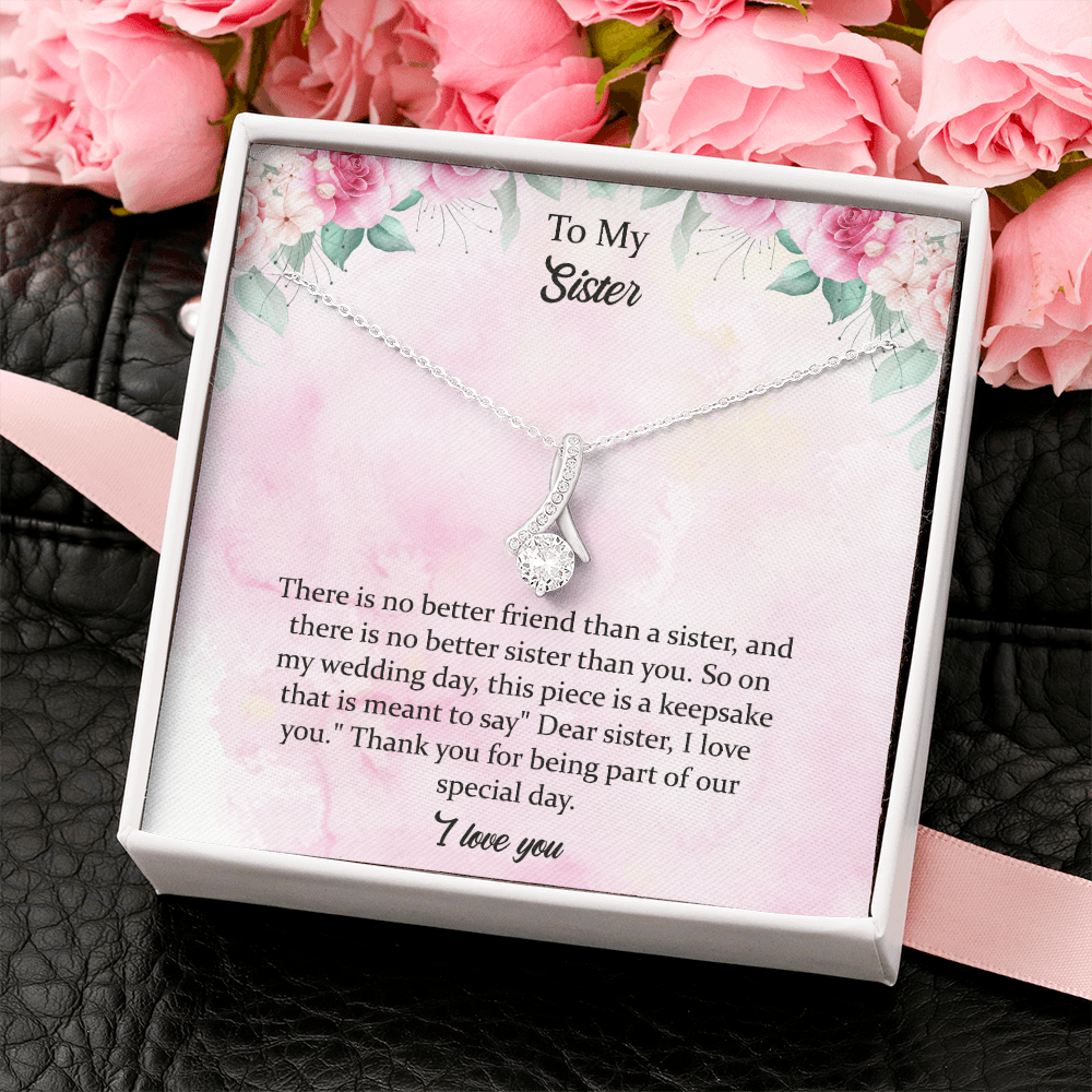 Sentimental Sister Wedding Necklace, Wedding Gift For Sister Ideas, Sister Wedding Day Gift, Sister Of The Bride Wedding Gift From Bride