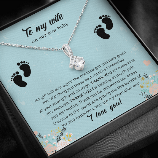 Push Present for Wife for New Baby, New Mom Alluring Beauty Necklace Gift from Husband