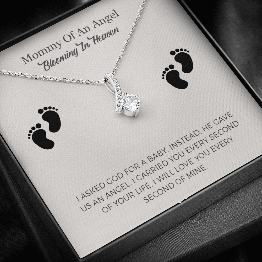 Miscarriage Gift , Remembrance Necklace, Mommy Of An Angel Blooming In Heaven, I Asked God For A Baby Instead He Gave Us An Ange