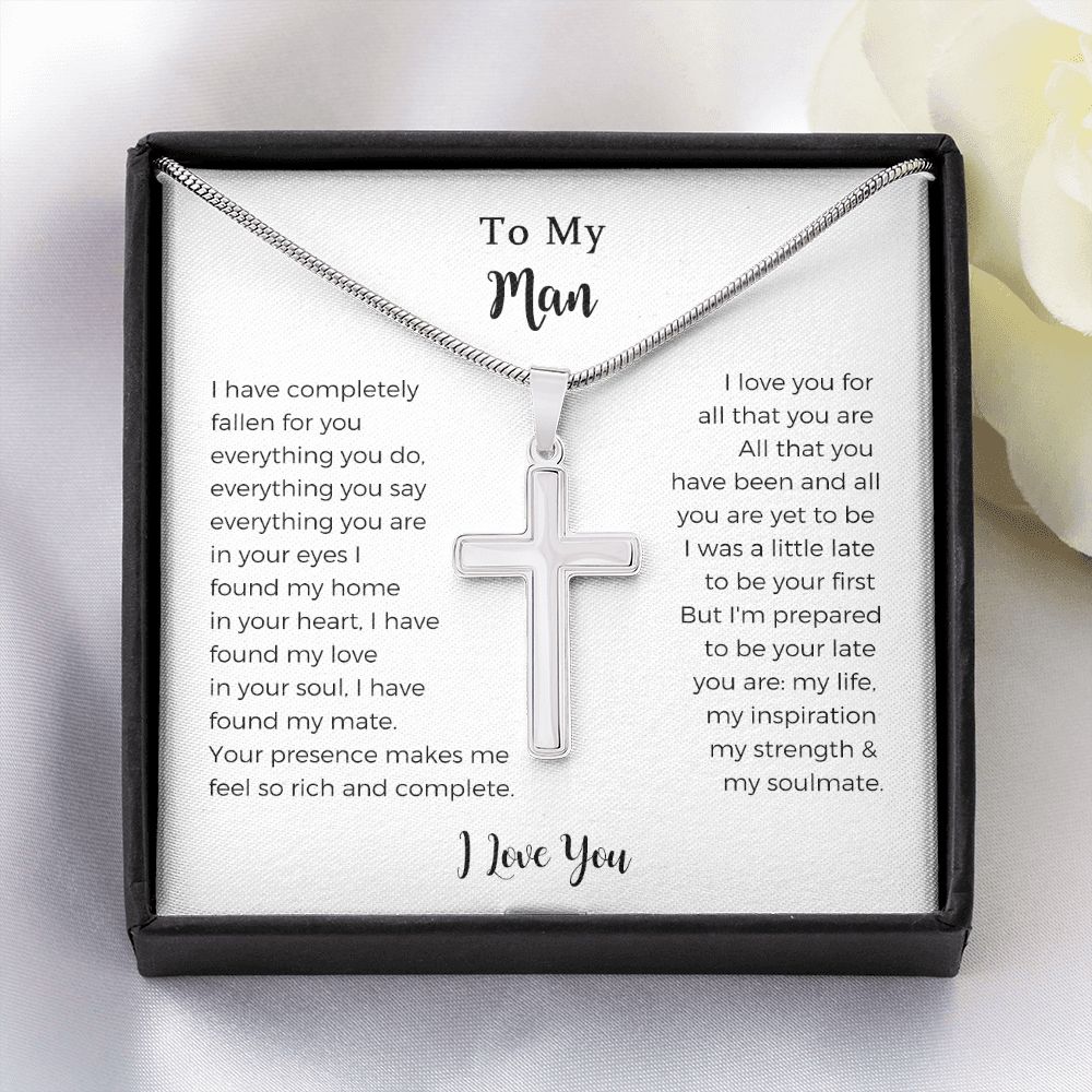 Birthday Gifts Stainless Steel Cross Necklace For Men Son Husband Boyfriend Dad Friends