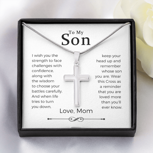 To My Son，Remember Whose Son You Are Cross Necklace