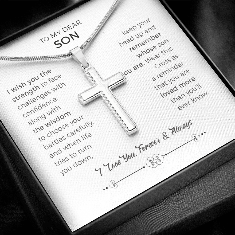 To My Son, Remember Whose Son You Are, Cross Necklace