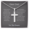 Dad Gift From Daughter, Thank You Dad Cross Necklace Birthday Gift