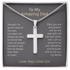 To My Amazing Dad Message Card Cross Necklace Jewelry Gift From Daughter, Thank You Message Birthday Father's Day
