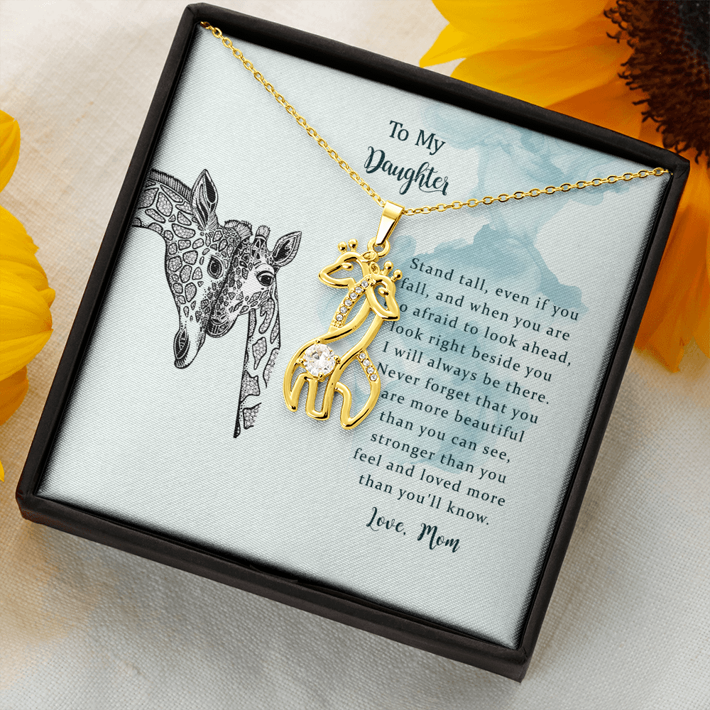 To My Daughter, I Will Always Be There, Graceful Love Giraffe Daughter Mother Necklace, Daughter Gift From Mom